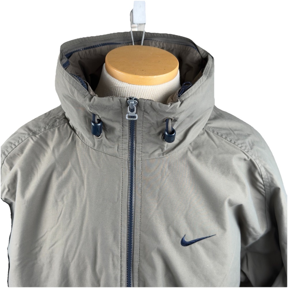 Vintage 1990's Nike Men's Gray/Taupe Hooded Full Zip Windbreakers Jacket Size L - Picture 2 of 16